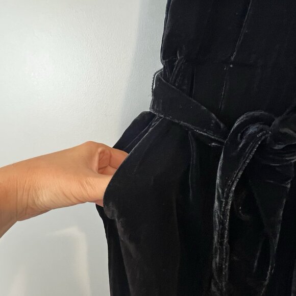 Gap Black Velvet Jumpsuit Size XS V-neck Belted Waist Wide Leg NWT $118 - Picture 7 of 13